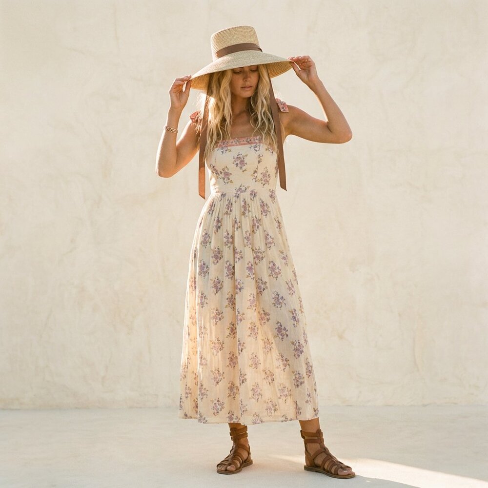 NWT Bloomingdales Santa Barbara Dress Patrons of Peace Dress Floral Boho Midi SM - Picture 6 of 16